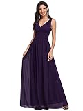 Ever-Pretty Robe pour Mariage Invité Femme Décolleté en V en Mousseline de Soie Classique 42 Violet