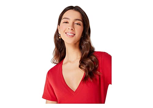 Blusa Básica Feminina Em Algodão Com Decote V