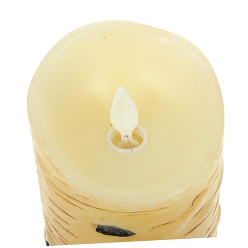 Vela LED efecto corteza de árbol corte inclinado sin parpadeo para decoración mesa 6