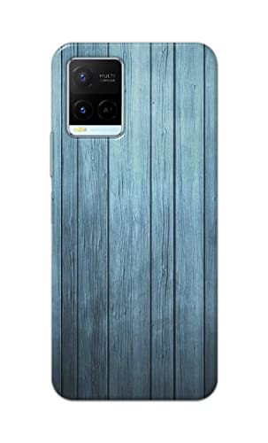 Image of Printed Hard Back Cover Case for Vivo Y21 | Y21T | Y21s | Y21e | Y21A | Y21G Back Cover (Wooden Blue) -702