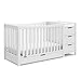 Graco Remi 4-in-1 Convertible Crib & Changer (White) – GREENGUARD Gold Certified, Fits Standard Crib Mattress, Converts to Toddler Bed and Full Bed, 4 Adjustable Mattress Heights