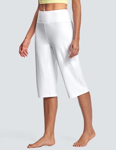 Capri Pants for Women High Waist with Pockets Tummy Control Capri Workout Yoga Pants Loose Straight Leg2