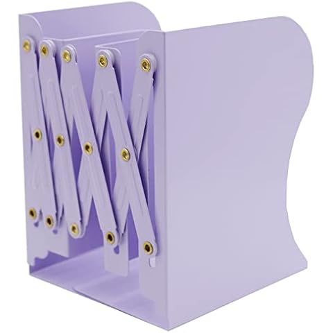 Zyners Adjustable Metal Bookends Heavy Duty for Shelves, 2 Dividers, Anti-Slip Design Expandable Book Ends for Desk, Office(Purple, 19 inches Max) Cover