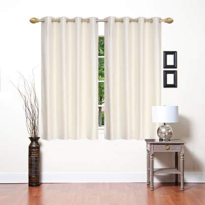 Parda Sansar Premium Beautiful Polyester Solid Crushed Texture Windows Curtains, 5feet (152 cm), Off White, Set of 2