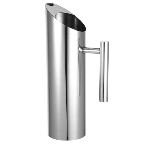 Lurrose Jarra de Agua Fría de Acero Inoxidable 1,5 L, Recipiente Resistente para Bar y Cocina, Tetera para Jugos y Cócteles, Contenedor Duradero para Bebidas Frías en Restaurante y Hogar