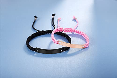 Customize Bangle Cuff Bracelet His Hers Handmade Rope Braided ID Name Matching Couples Bracelets for Lover Personalized Engrave2