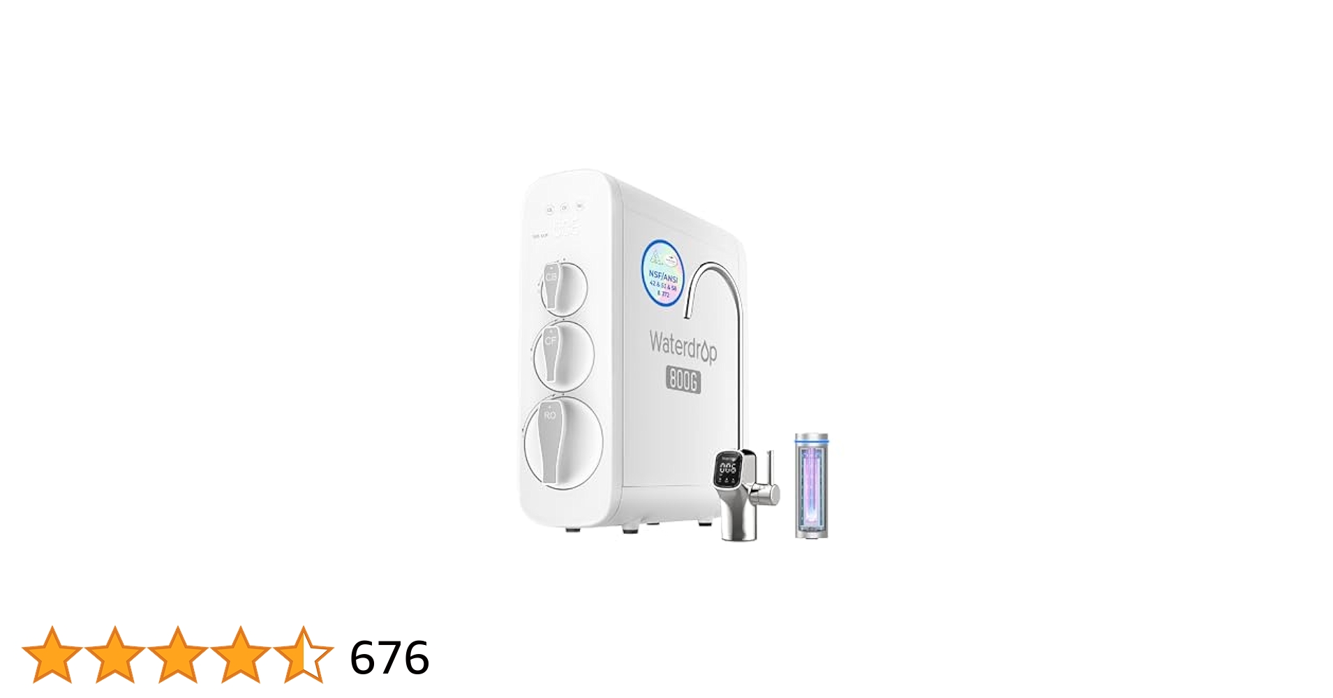 Waterdrop G3P800 Omvu00e4nt Osmos System, 800 GPD Snabbt Flu00f6de, NSF