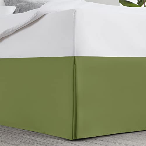 Nestl Calla Green Full XL Bed Skirt - Full XL Size Bed Skirt 14 Inch Drop - Brushed Microfiber Bed Skirts - Hotel Quality Pleated Bed Skirt - Shrinkage & Fade Resistant
