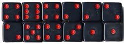 Koplow Games Black with Red Spots Opaque Promotional Dice D6 16mm 12 Dice