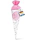 itenga Geschwisterschultüte 35cm Design Pflanzen/Floral - als Geschenkverpackung oder kleine Schultüte für Kinder Erwachsene Schulbeginn Berufsstart Studium (Florales Muster - Alles Gute rosa)