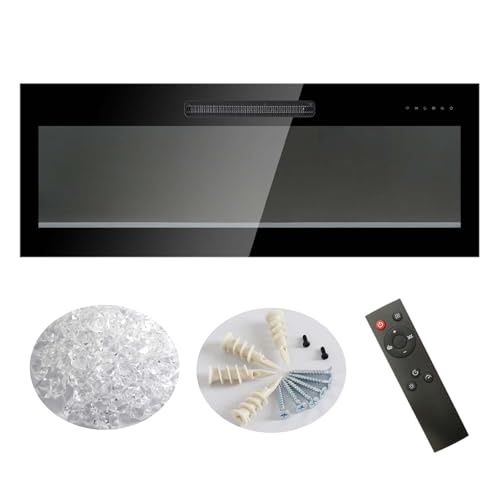 36 Inch Ultra-Thin Electric Fireplace, Recessed and Wall Mounted Fireplace, LED Light Heater with Remote Control, Tempered Glass Front Electric Fireplace with Multi Color Flame & Emberbed - Image 7