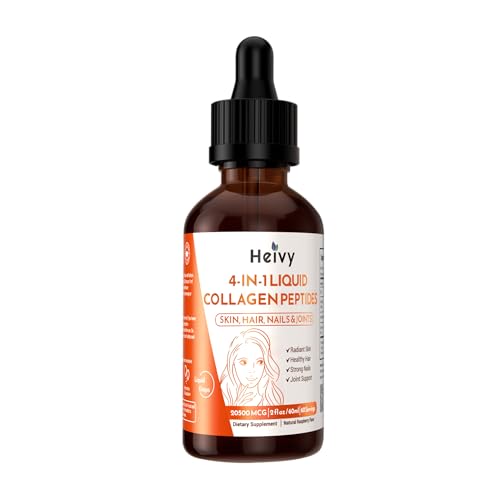 Image of Heivy Liquid Collagen for Women, 60ml Raspberry Flavor, 20500 mcg 4-in-1 Collagen Drops, USA GMP, Sugar-Free, 3rd Party Tested