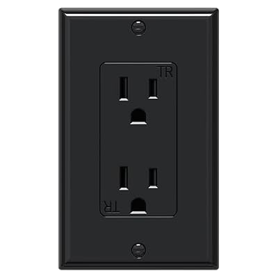 WEBANG Decorator Electrical Wall Outlet Black, Tamper-Resistant Duplex Receptacle, Residential Grade, 3-Wire, Self-Grounding, 2-Pole, 15A 125V, ETL Listed, 10 Wall Plates Included
