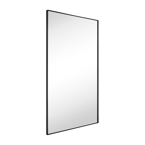 Image of TEHOME Black Bathroom Vanity Mirror with Squared Corners, 24x36'' Matt Black Rectangle Stainless Steel Metal Framed Mirror for Bathroom