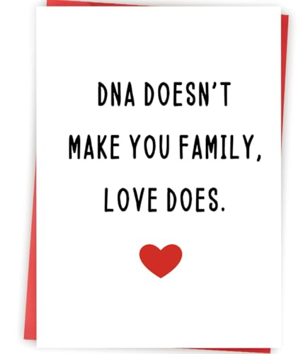 Zyulin Funny Bonus Dad Card for Fathers Day, Fathers Day Gift for Stepdad, Dad Birthday Gifts from Stepdaughter Stepson, Step Father's Day Card, Dna Doesn't Make You Family, Love Does