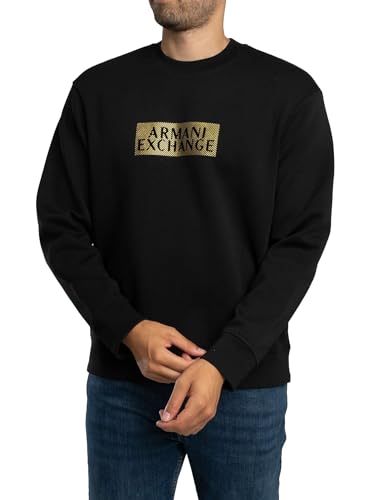 Armani Exchange Men's Bonded Stretch Gold Logo Center Chest Crewneck Sweatshirt2