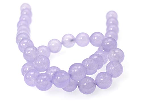 Cuentas de calcedonia, cuentas de piedra natural, cuentas redondas y lisas sueltas para hacer joyas, hechas a mano, 15 pulgadas, 1 hebra por bolsa (8 mm, 17 morado claro)