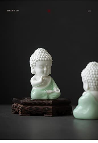 Minmeer White Baby Buddah Statue For Home Decor, Celadon Ceramic Meditating Buddha Statue, Yoga Sculptures Home Décor, Small Buddha Statue 4 Inch(Traditional) #TOP4