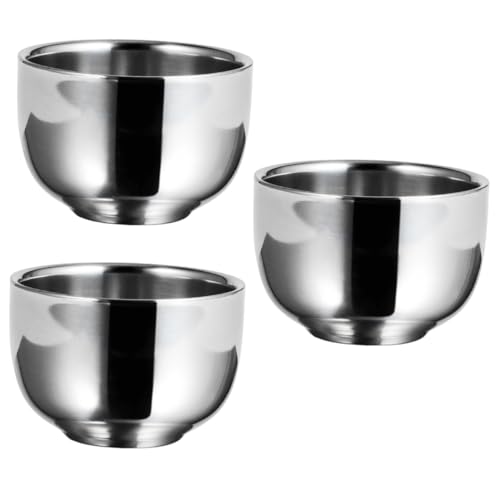 BELLIFFY 3 Pcs Stainless Steel Shaving Bowl Men's Shaving Soap Mug Bowl Practical Accessory
