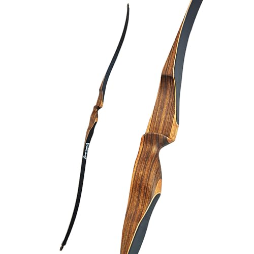 SHARROW10~30LBS 52インチ 初心者なロングボウ リカーブボウ 狩猟弓 弓道練習専用弓 矢筒 右利きリカーブボウ アーチェリーアウトドア 弓道具 (ボウ, 25LBS)