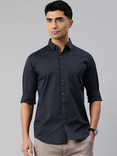 Image of Majestic Man Men's Cotton Slim Fit Solid Casual Shirt