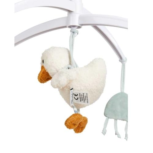 Baby Mobile Pato Edda Lou - Móvil musical para niños y niñas con la melodía Brahms Canción de cuna y varillas blancas, ayuda a dormir