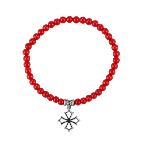 Bracelet en Argent 925 rouge Croix Occitane de Toulouse