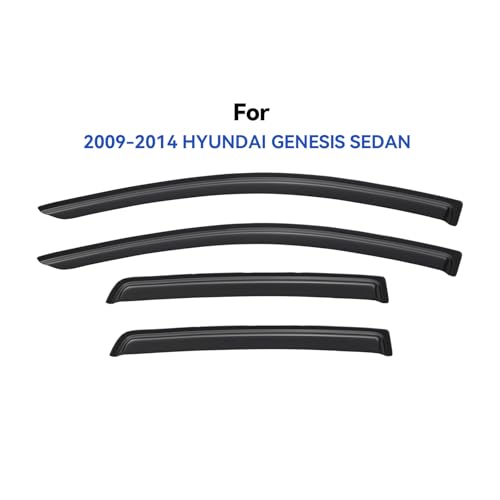 Image of Window Visors Rain Guards for 2009-2014 Hyundai Genesis Sedan, Out-Channel Window Vent Wind Deflectors Visors Shades for 09-14 Hyundai Genesis