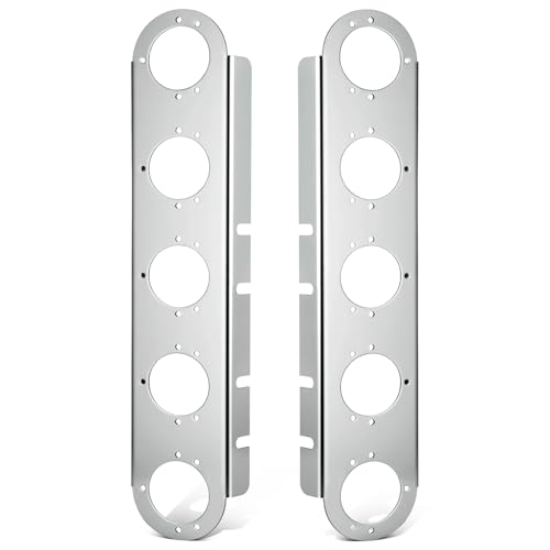 Partsam 1 Pair 21.5" Front Watermelon Air Cleaner Light Bar Bracekts Compatible with Peterbilt Kenworth Freightliner, 5 Watermelon Light Cut-Outs, 304 Stainless Steel, Light Not Include by Partsam - Used condition - US$72.95