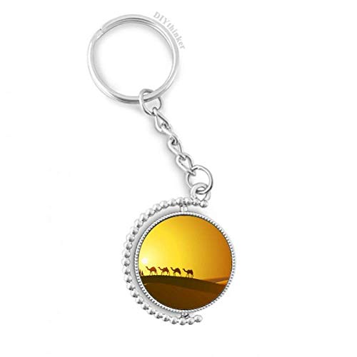 Llavero rotatorio de la Ruta de la Seda y camello del desierto en metal