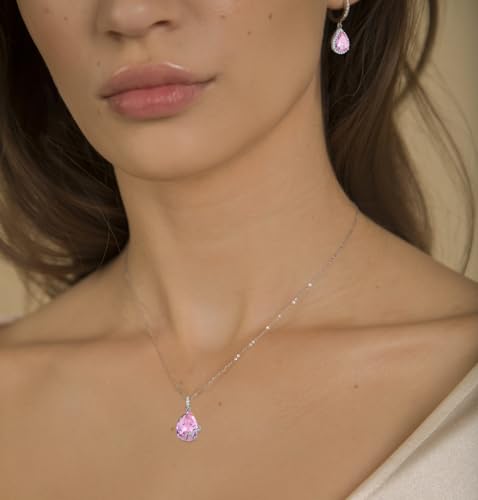 STARCHENIE 925 Sterling Silver Pear Cut Teardrop Birthstone Pendant Necklace for Women - Dainty Personalized Jewelry Gift2