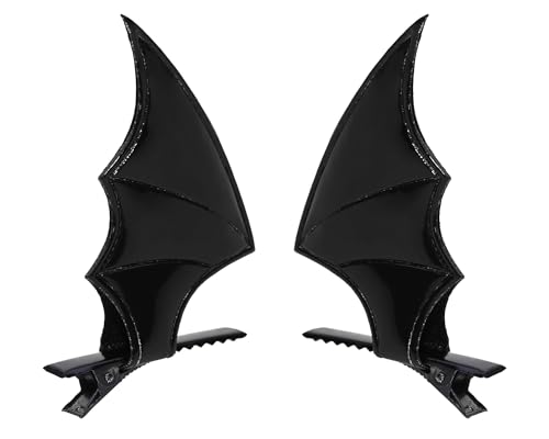 Penta Angel Halloween Bat Wings Hair Clips 4Pcs Horror Devil Goth Ear Hairpins Hair Barrettes Accessories for Women Adults Props Party Cosplay Costume (Black)