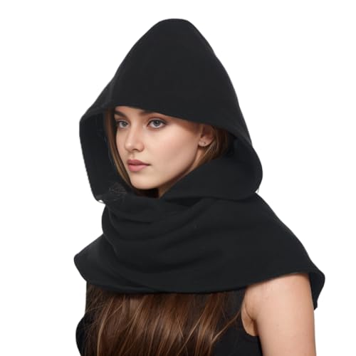 CAMDOM Mantello Medievale Unisex con Cappuccio Mantello Retrò per la Testa e il Collo Scialle Antivento e Caldo per Autunno e Inverno per Ciclismo e Sci