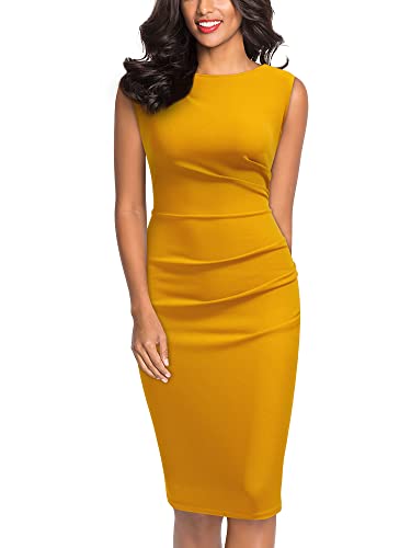 Image of Miusol Women's Retro Ruffle Style Slim Work Pencil Dress