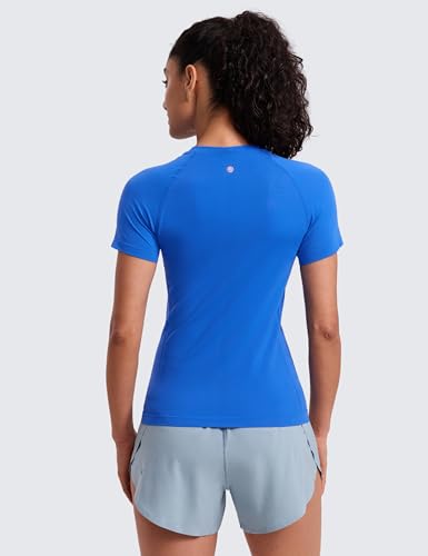 Image of CRZ YOGA Seamless T-Shirt Hip Length | Training, Chafe-Free, Slim Fit, Raglan Sleeves, Mesh Vents, Workout, Short Sleeve Tops for Women