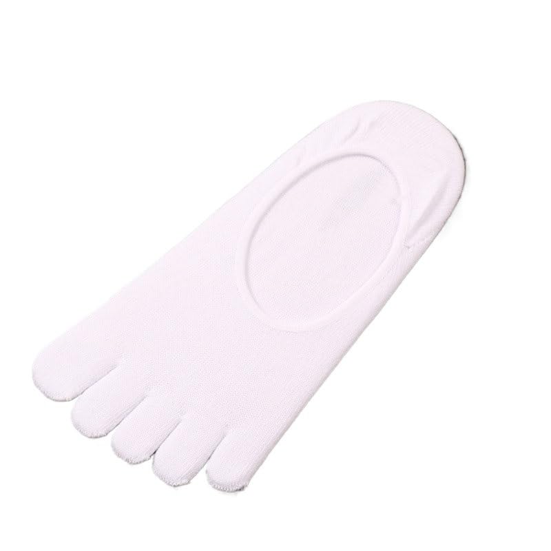 Calcetines Invisibles de algodón de Cinco Dedos for Mujer y niña, de Color Liso, Cortos(White)