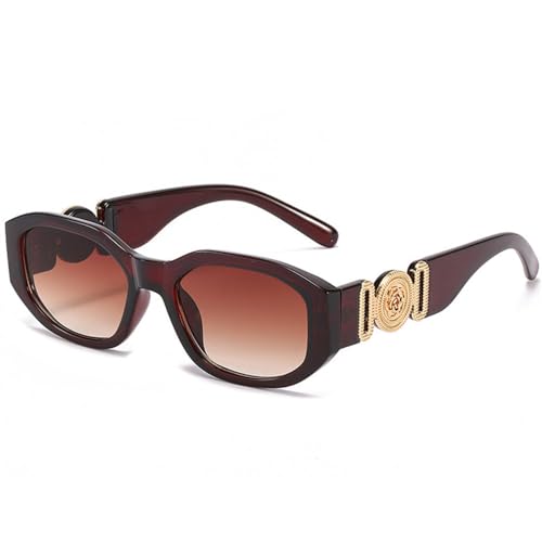 Lunettes de soleil rectangulaires vintage UV400 unisexes couleur thé de voyage