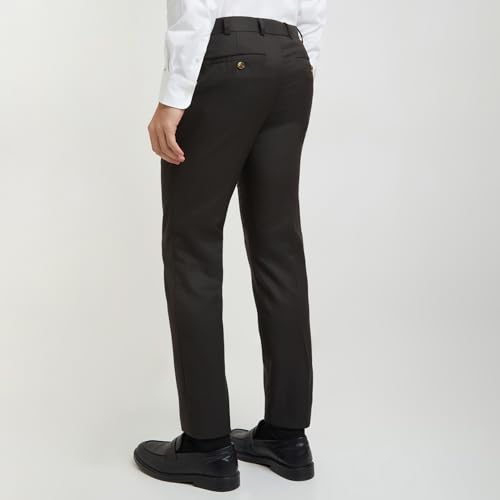 Image of Raymond Men Slim Fit Checks Pattern Polyester Blend Flat Front Formal Trouser