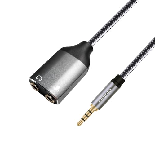 Oluote Adaptador Jack Micro y Auriculares, Cable Splitter Divisor Micrófono y Audio Cable Divisor de Audio Micrófono 3.5mm TRRS Macho a 2 Hembra para PS4,Xbox One,Laptop,Teléfonos,Headset,PC (3m)
