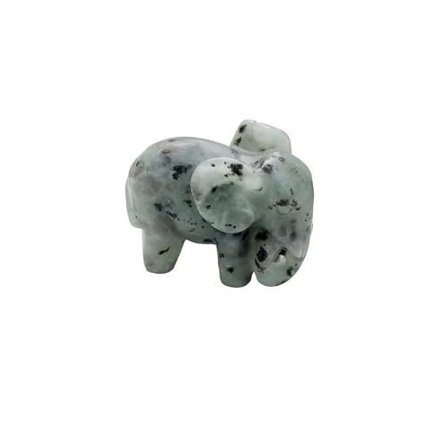 HUFFA Natural Crystal Elephant Carved Stone Figurine - Unique Animal Decor for Home and Office(Tianshanblue)
