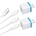 LOOGGO [5-Pack] Phone Charger, (10FT+6FT+3FT) Extra Long Fast Charging & Sync Cable with 2 X Dual Port USB Wall Charger Plug Adapter Compatible with Phone Xs Max XR X 8 7 6S 6 Plus SE 5S Pad