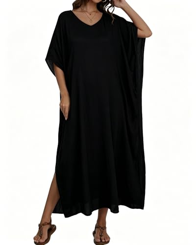 Image of Kaftan Dresses for Women V Neck Caftan Batwing Sleeve Swimsuit Cover Up