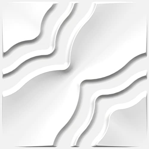 Dundee Deco 3D Wall Panels - Traditional Abstract Paintable White PVC Wall Paneling for Interior Wall Decor, 19.7 in x 19.7 in, Covers 2.7 sq. ft.