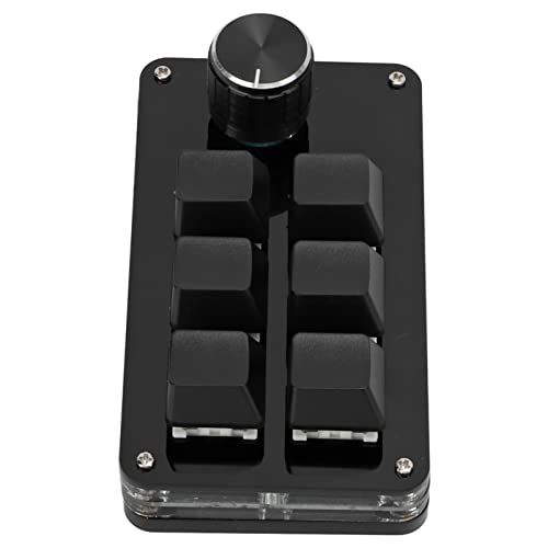 Mini clavier à 6 touches programmables noir avec bouton rotatif pour bureau - 4