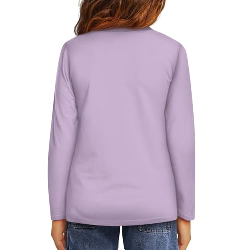 Image of Girls Long Sleeve Shirts Casual Crewneck Soft T-shirts for Girls 3-16 Years Old
