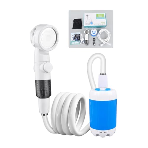 屋外ハンドヘルド電気シャワーポータブルキャンプ用キャンプハイキング旅行洗車 & ペットクリーニングポータブル電気ハイキング旅行ビーチペット水やり