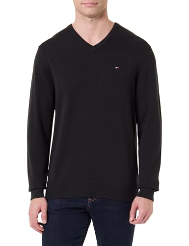 Tommy Hilfiger pull à col en V noir MW0MW42249BDS004 taille L pour homme