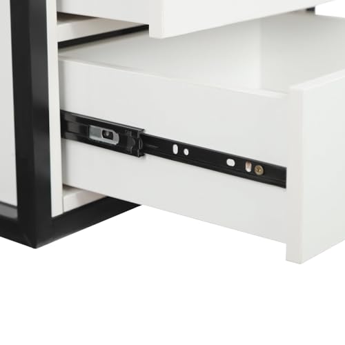 Elegante armario de salón de belleza montado en la pared, estación flotante para cortar el pelo con 2 cajones y soporte para secador de pelo, ideal para peluqueros y salones de belleza