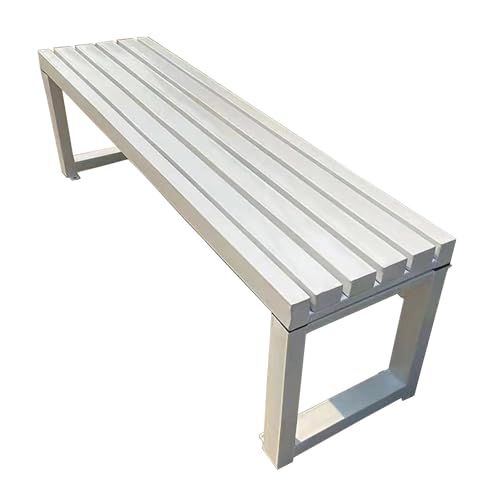 uofgcru Banco de Jardín Exterior de 2 Plazas, Banco Jardin Exterior, Bancada para Personas en Madera, Patas de Metal,para Patio, jardín,Césped(White+White 120×40×45cm)
