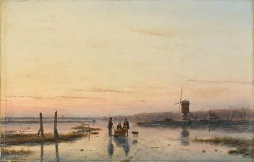 Tableau moulin à vent au bord d'une rivière Schelfhout impression sur toile 60x90cm pour bureau